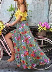 Bohemian Beach Resort Dress With Pleated Print - bagstylebliss