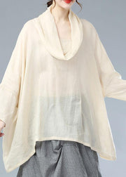 Bohemian Beige Turtle Neck Batwing Sleeve Fall Blouses - bagstylebliss