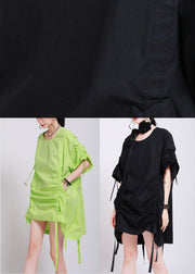 Bohemian Black Cinched Summer Cotton Dress - bagstylebliss
