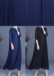Bohemian Black Embroidery Oversize Maxi Summer Spring Chiffon Dress - bagstylebliss