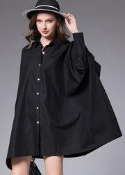 Bohemian Black Peter Pan Collar Batwing Sleeve Button Blouse Tops Fall