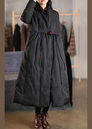 Bohemian Black V Neck Loose Duck Down coat Winter