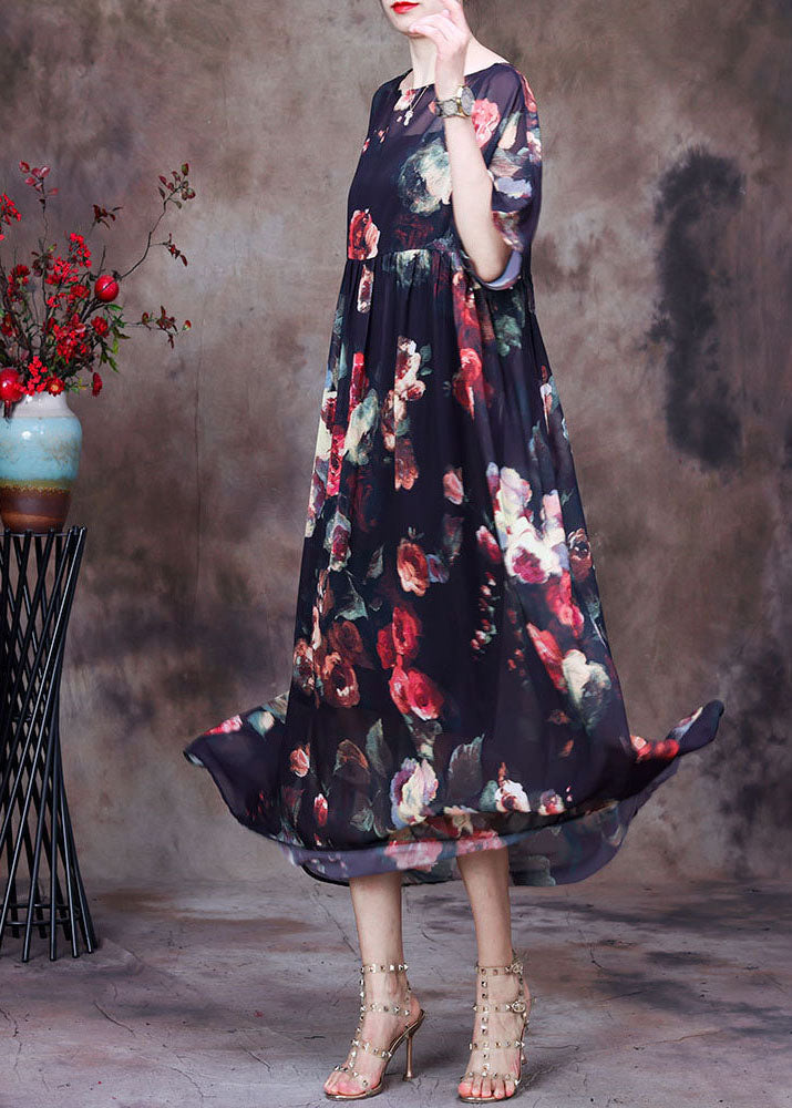 Bohemian Black Wrinkled Print Chiffon Long Dress And Dress Spaghetti Strap Two Piece Suit Set Summer