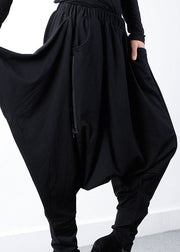 Bohemian Black zippered asymmetrical design Jogging Casual Spring Pants