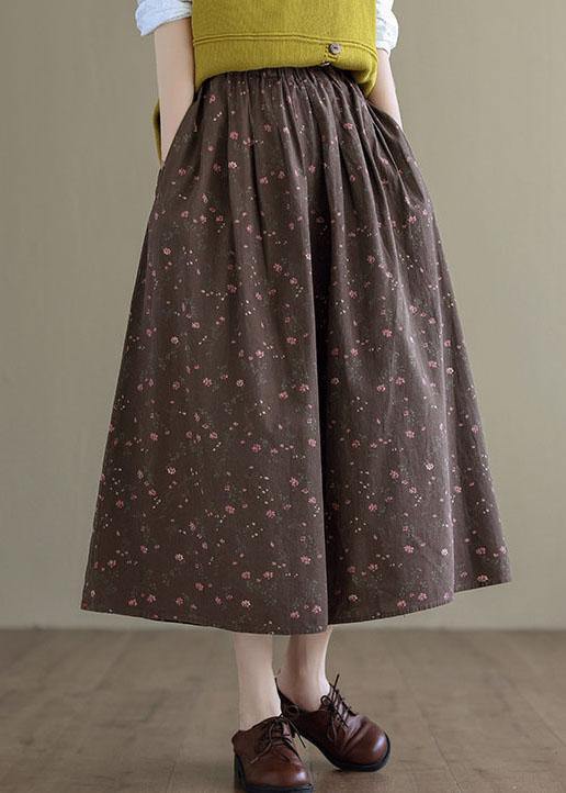 Bohemian Chocolate Loose A Line Summer Pockets Linen Skirts - bagstylebliss
