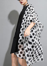 Bohemian Cotton clothes For Women fine Polka Dot Spliced Chiffon Personality Irregular Dress - bagstylebliss