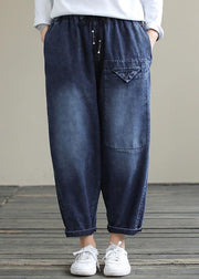 Bohemian Denim Blue High Waist Loose Spring Cinched Work Outfits Wild Trousers - bagstylebliss