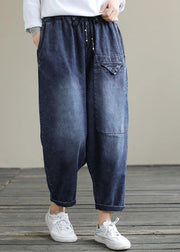 Bohemian Denim Blue High Waist Loose Spring Cinched Work Outfits Wild Trousers - bagstylebliss