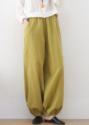 Bohemian Ginger Elastic Waist Linen Beam Pants Summer