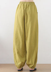 Bohemian Ginger Elastic Waist Linen Beam Pants Summer