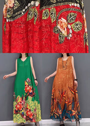 Bohemian Green Print Chiffon Long vacation Dresses Summer