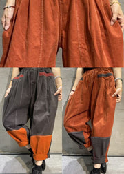 Bohemian Grey Patchwork Cotton Pants Spring