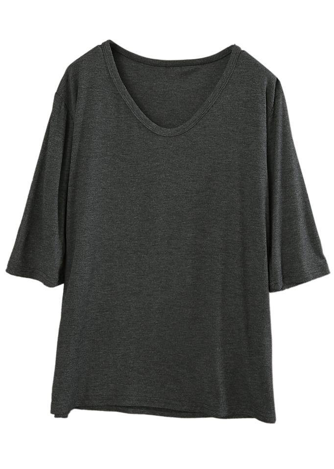 Bohemian Grey V Neck Cotton Top Summer - bagstylebliss