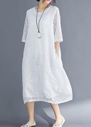 Bohemian Half sleeve o neck cotton Tunics stylish Inspiration white Maxi Dresses Summer - bagstylebliss