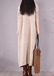 Bohemian High Neck Spring Dresses Wardrobes Beige Dress - bagstylebliss