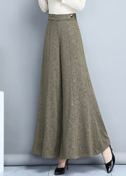 Bohemian Khaki Print High Waist Wide Leg Pants