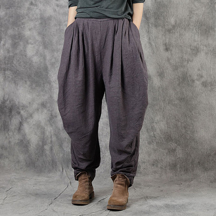 Bohemian Mulberry Pockets Casual Fall Linen Pants