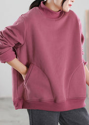 Bohemian Pink Taschen Warme Fleece-Sweatshirts Trainingsanzüge Winter