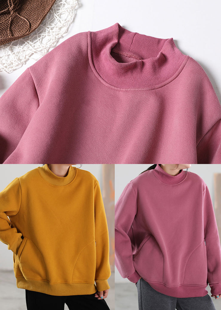 Bohemian Pink Pockets Warm Fleece Sweatshirts Tracksuits Winter