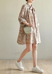 Bohemian Pink Print Chiffon Button Spring Maxi Dress - bagstylebliss