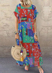 Bohemian Print Kurzarm Sommerkleid in Übergröße