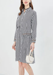 Bohemian Red Asymmetrical Striped Shirt dress Spring