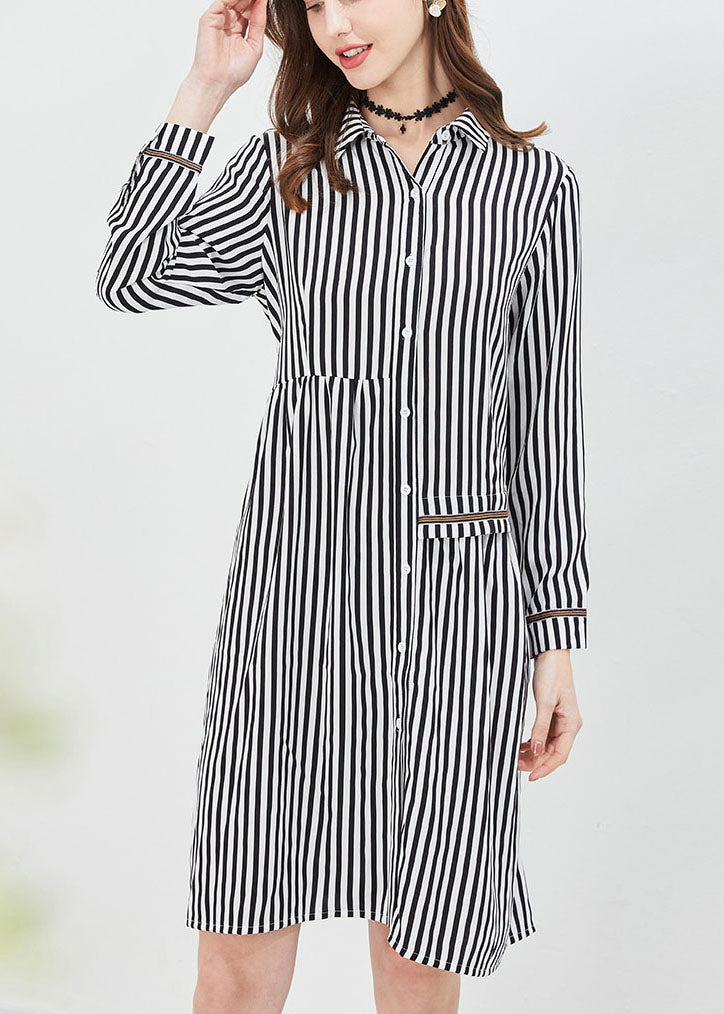 Bohemian Red Asymmetrical Striped Shirt dress Spring