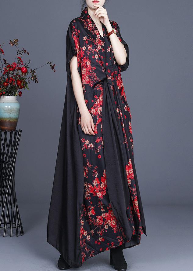 Bohemian Red Floral tie Sleeveless Long Dresses Summer - bagstylebliss