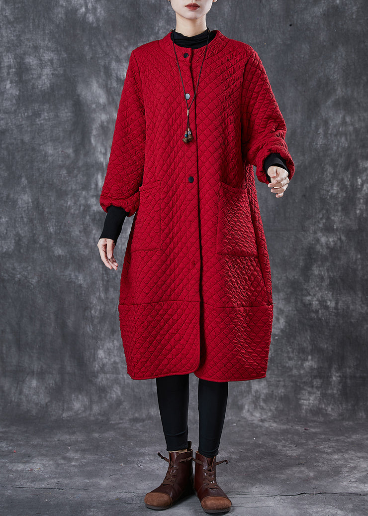 Bohemian Red Oversized Pockets Cotton Trench Spring