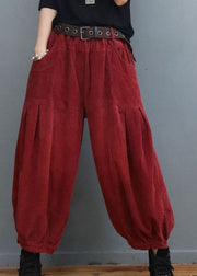 Bohemian Red Pockets zerknitterte Cordlaternenhose Winter