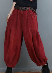 Bohemian Red Pockets zerknitterte Cordlaternenhose Winter