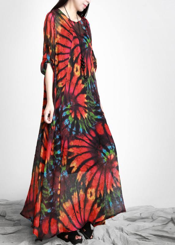 Bohemian Red Print Chiffon Maxi Dresses - bagstylebliss