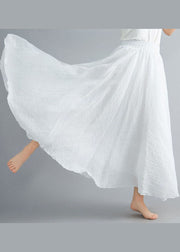 Bohemian Solid White High Waist Layered Design Cotton Skirt Summer