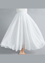 Bohemian Solid White High Waist Layered Design Cotton Skirt Summer