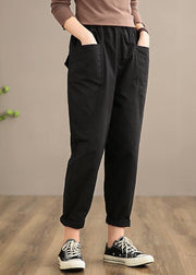 Bohemian Spring Pant Oversized Black Work elastic waist Trousers - bagstylebliss