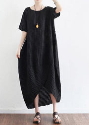 Bohemian Style Black Linen Low High Design Summer Robe - bagstylebliss