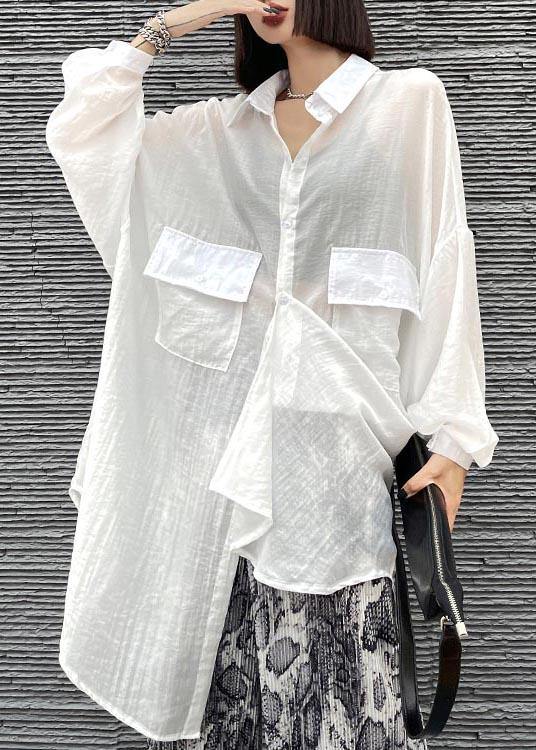 Bohemian White Pockets UPF 50+ Coat Jacket Shirt Tops Summer - bagstylebliss