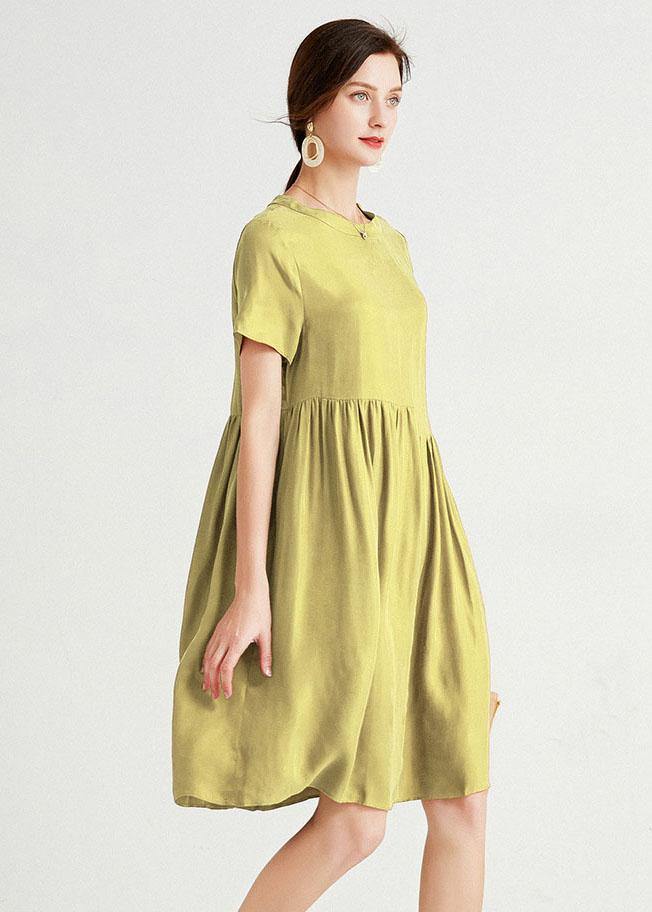 Bohemian Yellow Elegant Loose Summer Short Sleeve Mid Dress - bagstylebliss