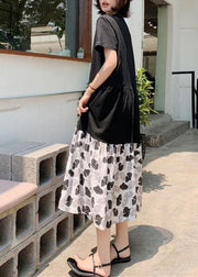 Bohemian black cotton clothes Women patchwork Kaftan summer Dresses - bagstylebliss