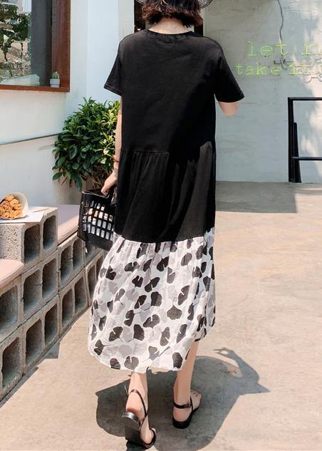 Bohemian black cotton clothes Women patchwork Kaftan summer Dresses - bagstylebliss