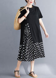 Bohemian black o neck cotton dresses false two pieces Maxi summer Dress - bagstylebliss