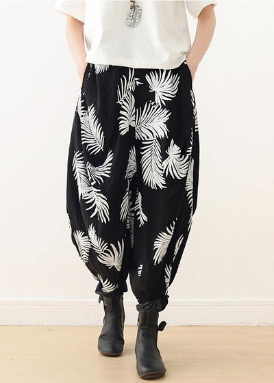 Bohemian black white cotton Organic Photography harem pants asymmetric Kaftan long pant - bagstylebliss