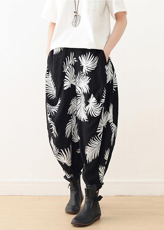 Bohemian black white cotton Organic Photography harem pants asymmetric Kaftan long pant - bagstylebliss