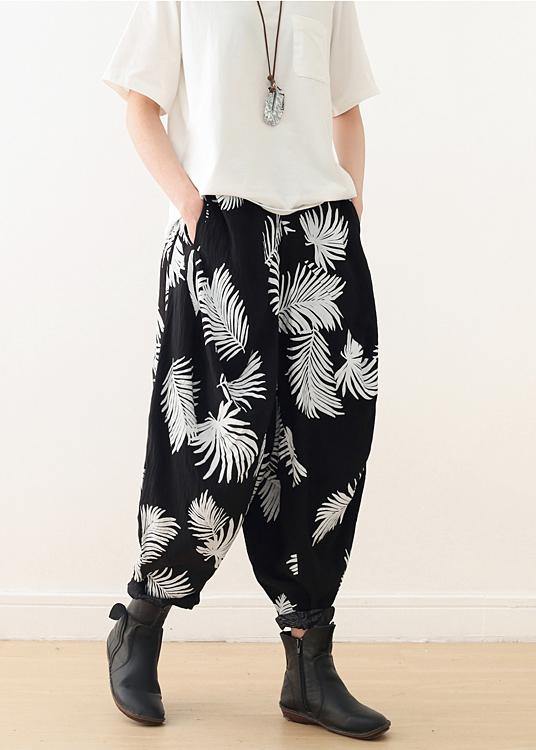 Bohemian black white cotton Organic Photography harem pants asymmetric Kaftan long pant - bagstylebliss