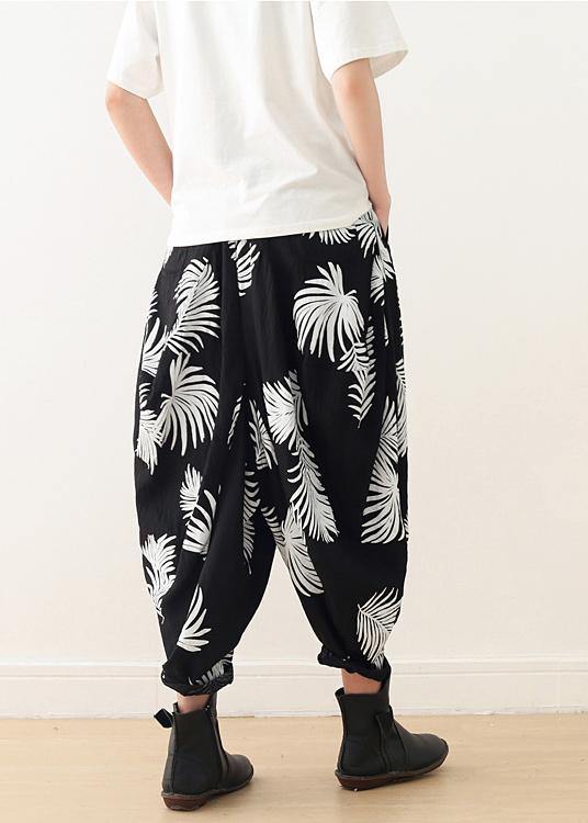 Bohemian black white cotton Organic Photography harem pants asymmetric Kaftan long pant - bagstylebliss