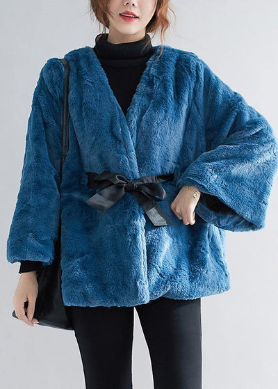 Bohemian blue Plus Size clothes For Women Work drawstring jackets - bagstylebliss