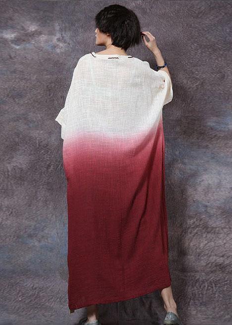 Bohemian blue linen cotton clothes gradient color Maxi summer Dresses - bagstylebliss