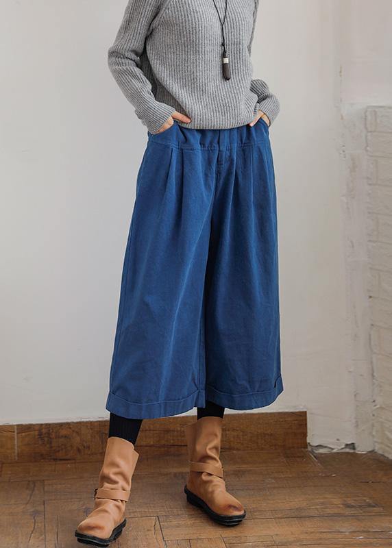 Bohemian fall casual pants oversize blue Wardrobes wide leg pants - bagstylebliss