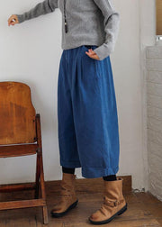 Bohemian fall casual pants oversize blue Wardrobes wide leg pants - bagstylebliss