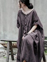 Bohemian gray cotton tunic pattern o neck baggy Kaftan Dresses - bagstylebliss